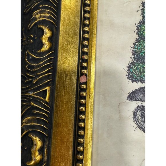 Limited Edition Topiary Fig prints by Kathryn Clarke Gold & Black Frames Vintage - Picture 7 of 12